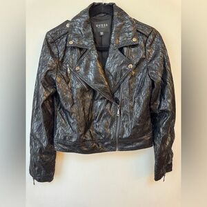 GUESS Black Women's lace leather jacket